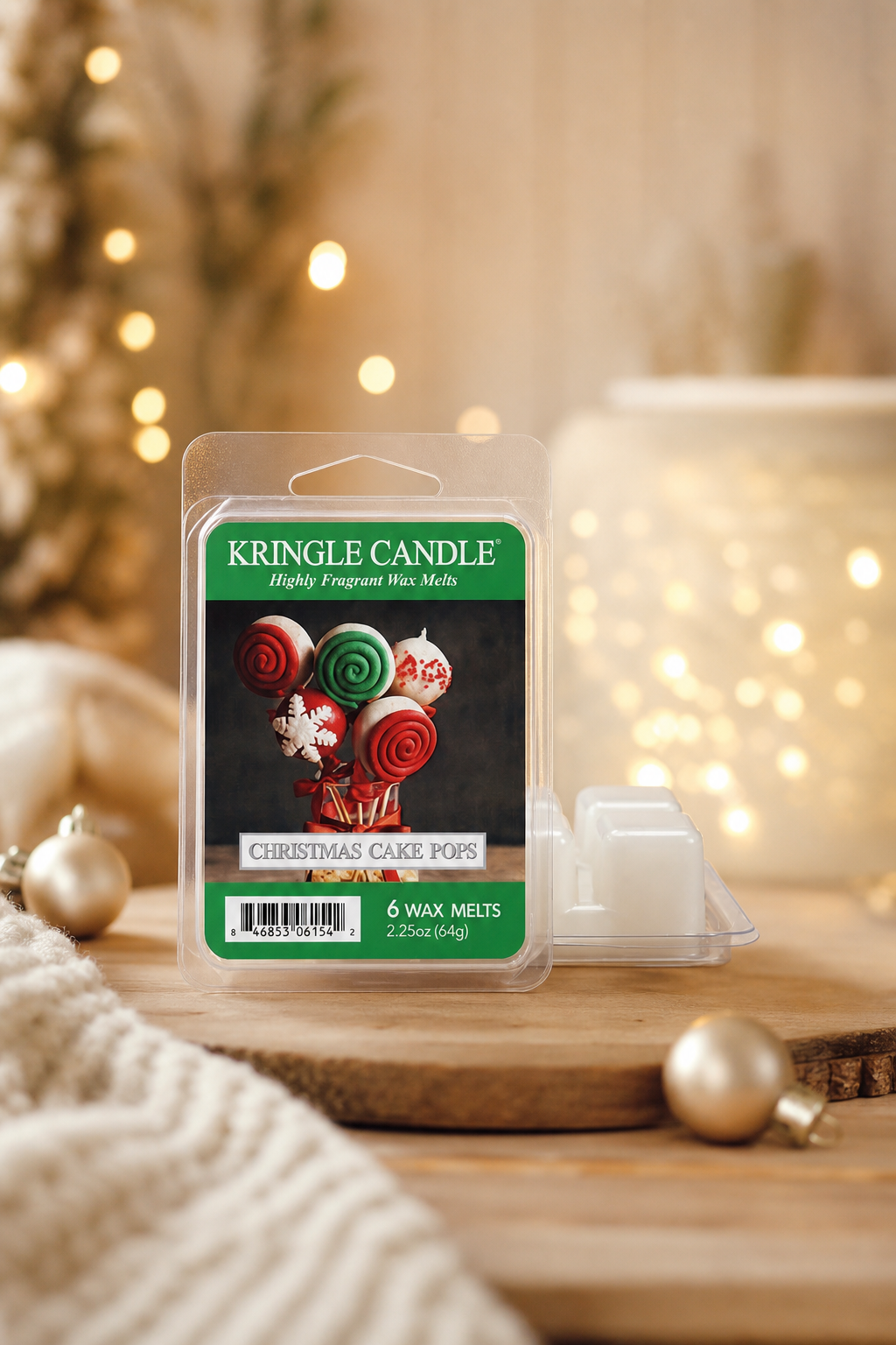 Christmas Cake Pops Wax Melts 64g in einer stimmungsvollen Anwendungsszene