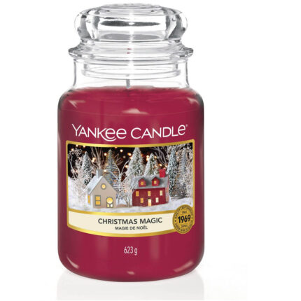 Rote Yankee Candle Christmas Magic Duftkerze im Glas mit Deckel
