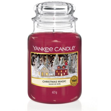 Yankee Candle Christmas Magic Kerze im Glas mit Winterdorf-Etikett