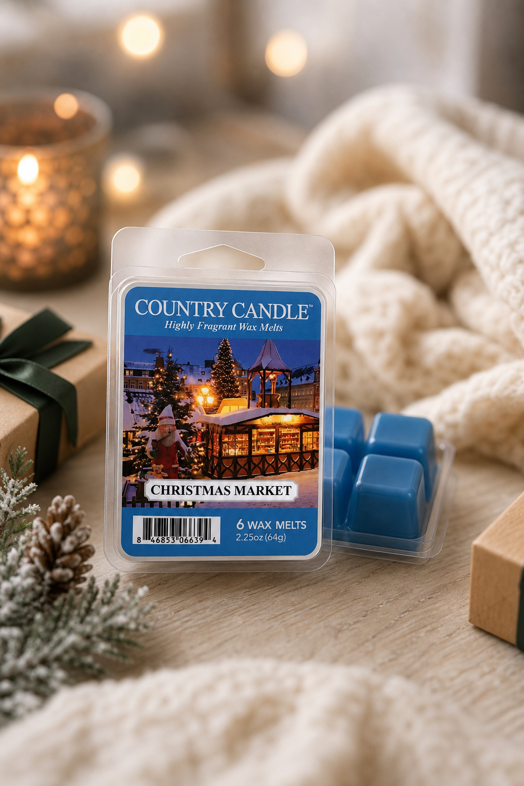 Christmas Market Wax Melts 64g in einer stimmungsvollen Anwendungsszene