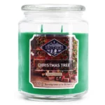 Grüne Candle Brothers Duftkerze im Glas mit Etikett Christmas Tree