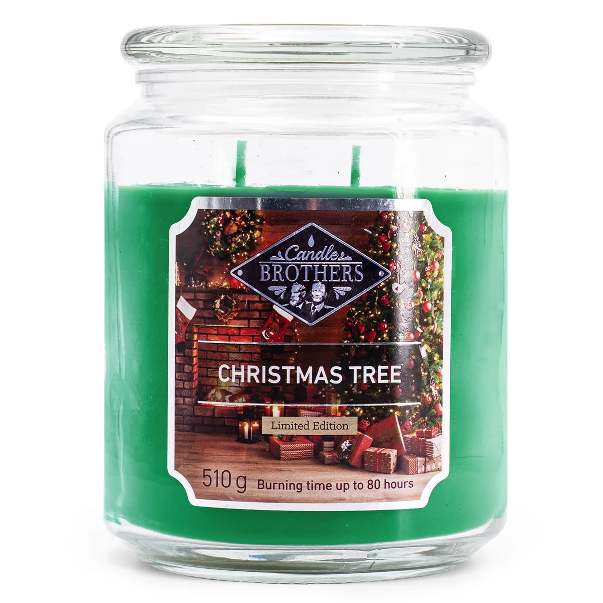 Christmas Tree Duftkerze im Glas Grüne Candle Brothers Duftkerze im Glas mit Etikett Christmas Tree