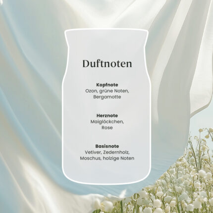 Grafik mit Duftnoten von Clean Cotton und Maiglöckchenblüten