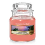 Rosa Yankee Candle Cliffside Sunrise Kerze im Glas mit Deckel