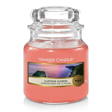 Rosa Yankee Candle Cliffside Sunrise Kerze im Glas mit Deckel
