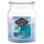 Frontalansicht der Candle Brothers Coastal Breeze Duftkerze im Glas