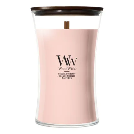 WoodWick Coastal Sunberry Kerze im Glas mit Holzdocht