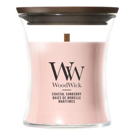 Coastal Sunberry Kerze von WoodWick vor weißem Hintergrund