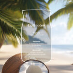 Grafik mit Duftnoten von Coconut Beach vor tropischer Strandkulisse