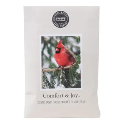 Verpacktes Comfort & Joy Duftsachet mit rotem Kardinalmotiv
