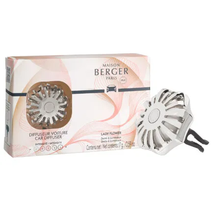 Maison Berger Paris Lady Flower Autoduft-Set mit Verpackung und silbernem Autoduftspender