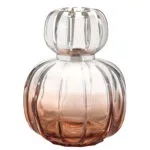 Roséfarbene Lampe Berger mit geriffeltem Glas und silbernem Aufsatz