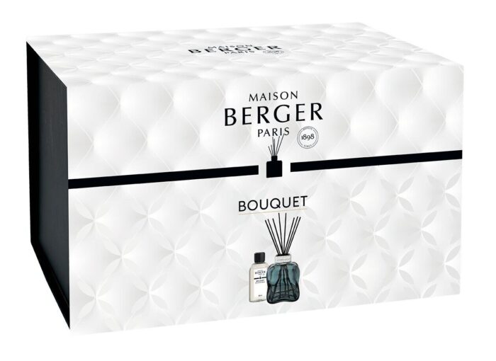 Maison Berger Bouquet Verpackung mit Diffuser-Abbildung auf weißem Mustergrund