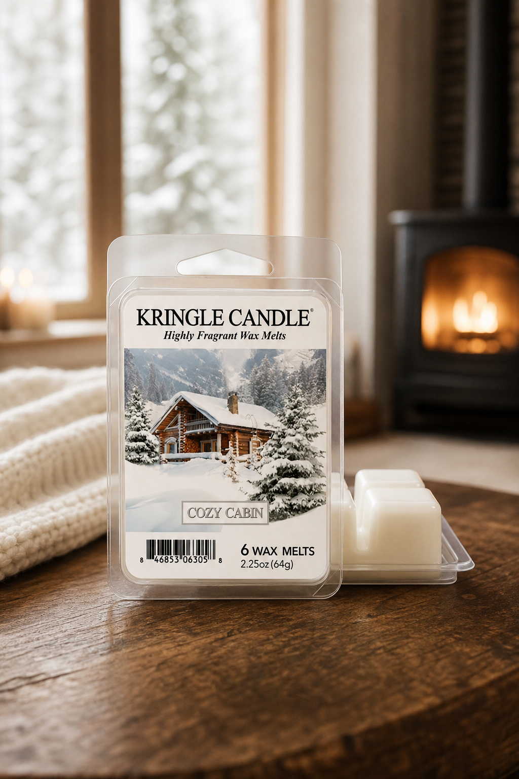 Cozy Cabin Wax Melts 64 g in einer stimmungsvollen Anwendungsszene