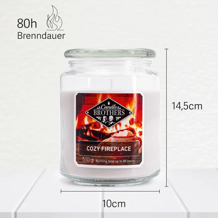Cozy Fireplace Duftkerze mit 14,5 Zentimetern Höhe und 10 Zentimetern Durchmesser