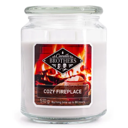 Candle Brothers Cozy Fireplace Kerze im Glas mit Produktetikett