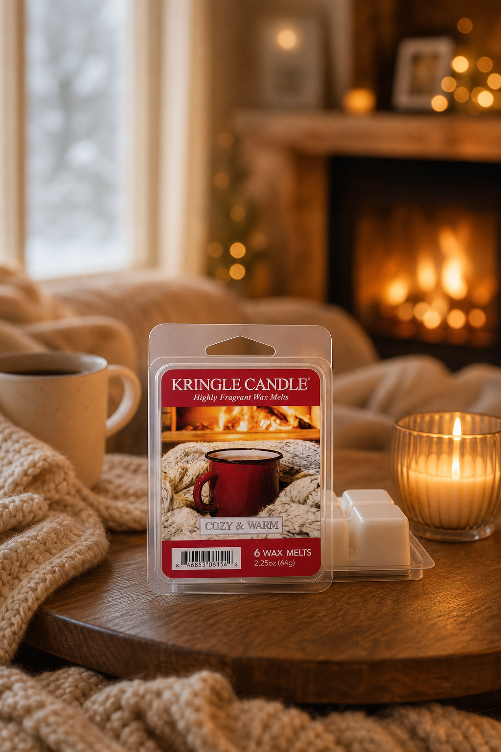 Cozy & Warm Wax Melts 64g in einer stimmungsvollen Anwendungsszene