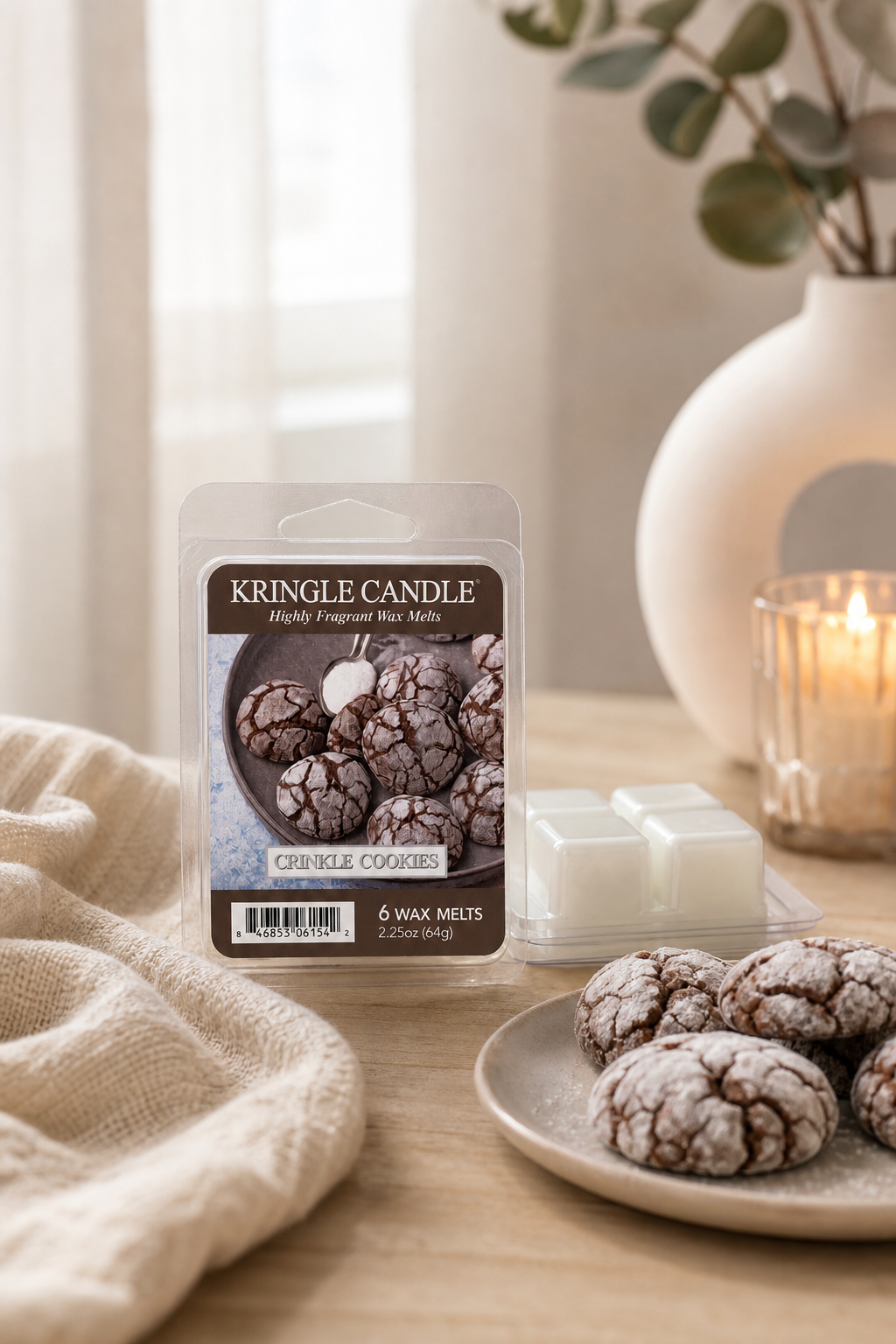 Crinkle Cookies Wax Melts 64g in einer stimmungsvollen Anwendungsszene