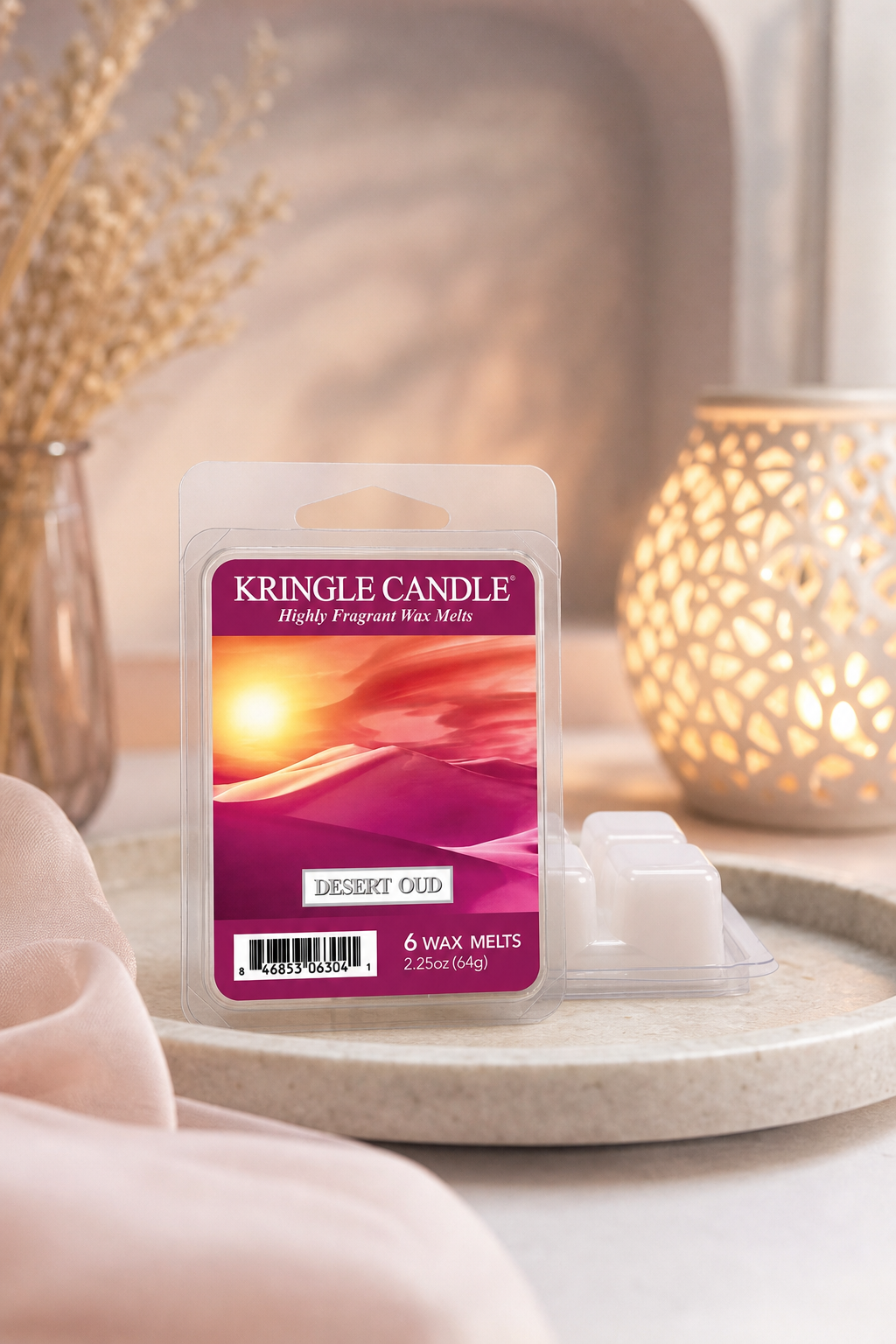 Desert Oud Wax Melts 64g in einer stimmungsvollen Anwendungsszene