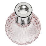 Rosa Lampe Berger mit sichtbarer Öffnung des silbernen Aufsatzes