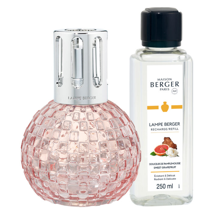 Verpacktes Lampe-Berger-Set mit rosa Lampe und Nachfüllflasche