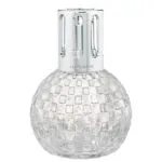 Kugelförmige Lampe Berger mit reliefierter Oberfläche und silberfarbener Kappe