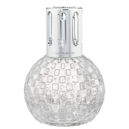 Kugelförmige Lampe Berger mit reliefierter Oberfläche und silberfarbener Kappe