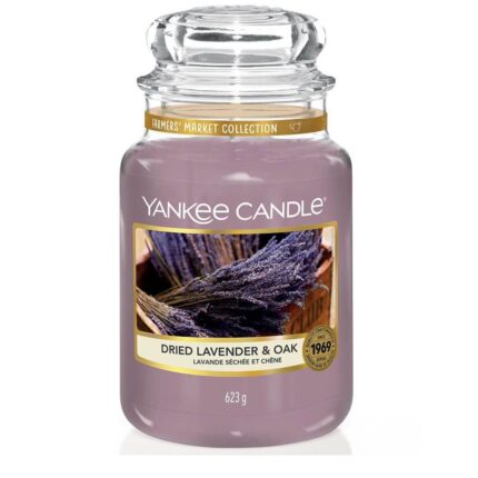 Yankee Candle Dried Lavender & Oak Kerze im Glas mit Lavendelmotiv