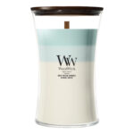 WoodWick Driftwood Shores Trilogy Kerze im Glas mit Holzdocht