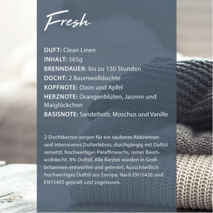 Duftkerze Clean Linen - 565g – Hauptansicht