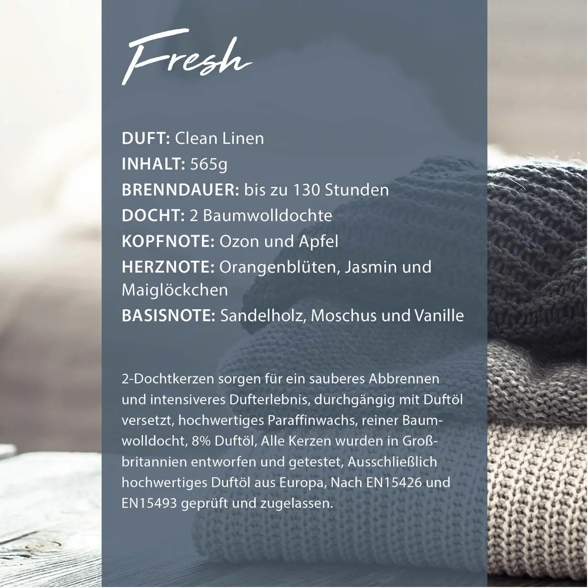 Produktbild Duftkerze Clean Linen - 565g – Hauptansicht