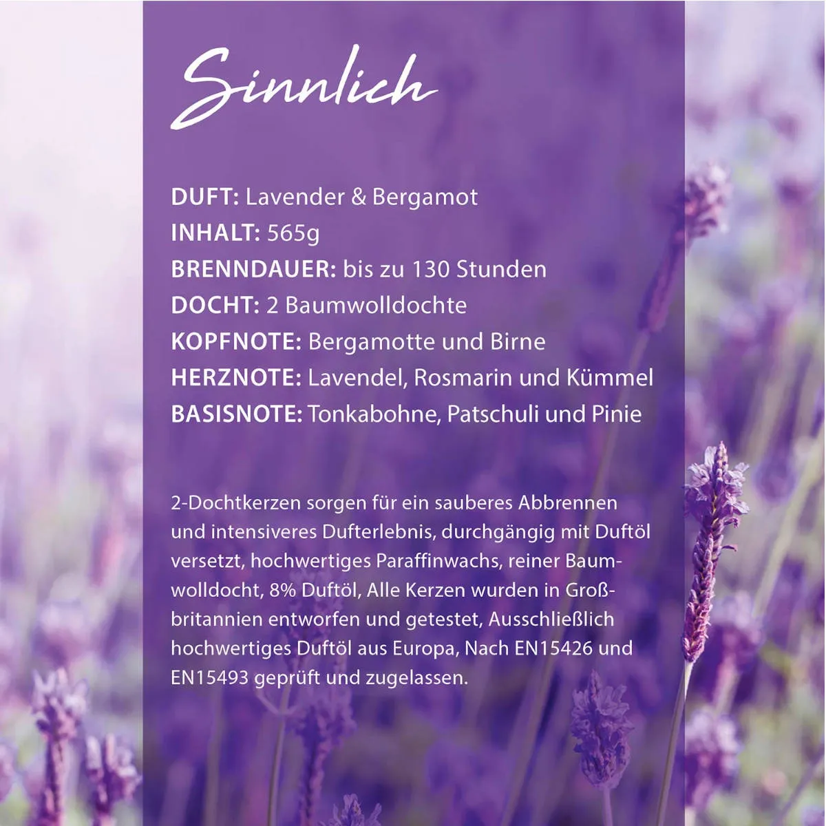 Produktbild Duftkerze Lavender & Bergamot - 565g – Hauptansicht