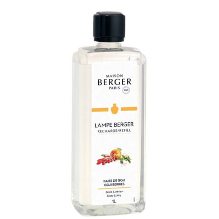 Flasche Lampe Berger Nachfüller mit Etikett Goji Berries und 1L