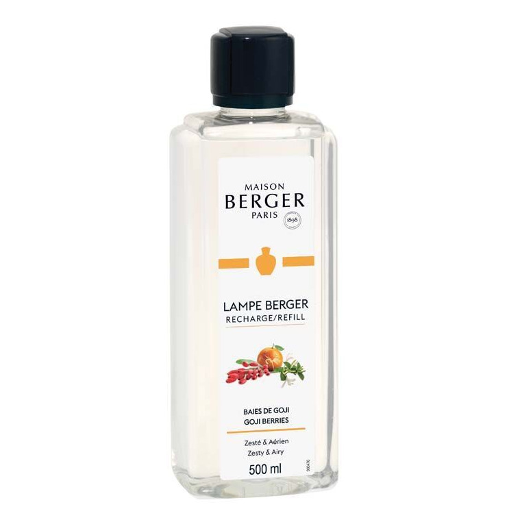 Goji-Beeren Nachfüllung 500 ml Flasche Lampe Berger Recharge mit Aufdruck Baies de Goji und 500 ml