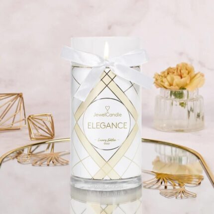 JewelCandle Elegance Luxury Edition Kerze mit weißer Schleife
