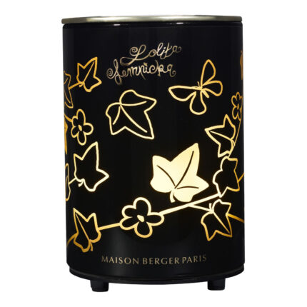 Schwarzer Aroma-Diffuser mit goldenen Schmetterlingen und Blüten