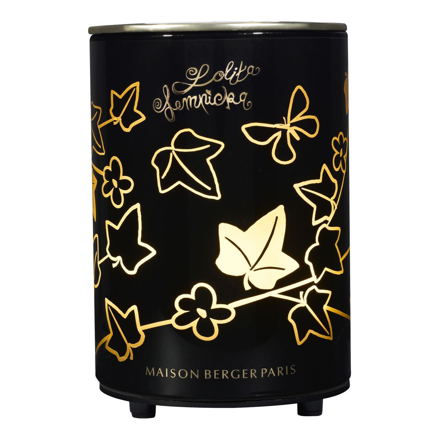 Diffuser mit Schmetterlingsdekor Schwarzer Aroma-Diffuser mit goldenen Schmetterlingen und Blüten
