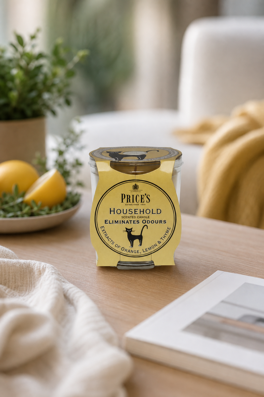 Eliminates Odours Household 170g in einer stimmungsvollen Anwendungsszene
