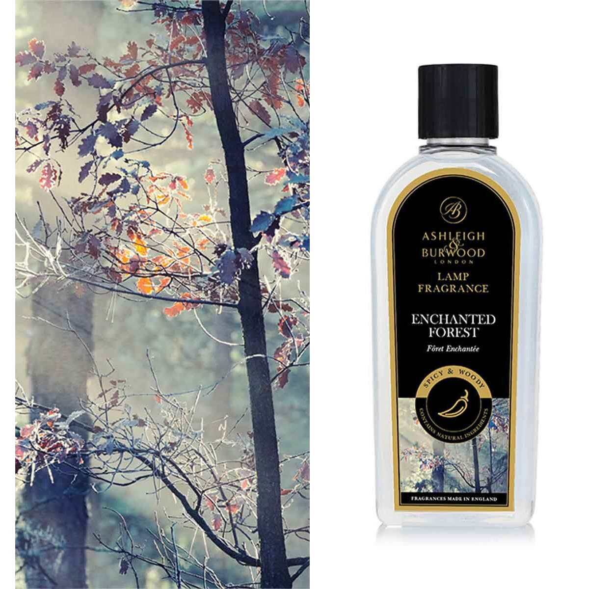 Enchanted Forest Lamp Fragrance Ashleigh & Burwood Enchanted Forest Lamp Fragrance Flasche vor Waldmotiv