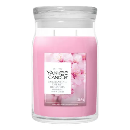 Rosa Yankee Candle Enchanting Cherry Blossoms Duftkerze im Glas mit zwei Dochten