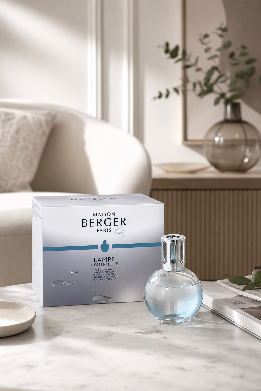 Essentielle rund klar, 400ml in einer stimmungsvollen Anwendungsszene
