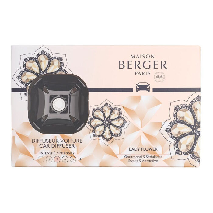 Verpackung des Lady-Flower-Autodufts mit schwarzem Diffuser
