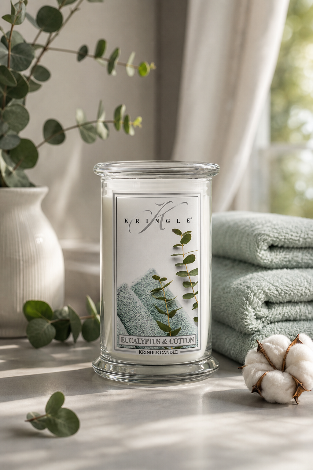 Eucalyptus & Cotton 623g in einer stimmungsvollen Anwendungsszene