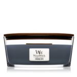 WoodWick Evening Onyx Kerze im Glasgefäß von vorn