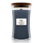 Evening Onyx Kerze im Glas mit sichtbarem Docht und Holzdeckel