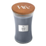 WoodWick Evening Onyx Kerze mit Holzdeckel und Etikett 609,5 g