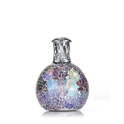 Runde Duftlampe mit mehrfarbigem Mosaikmuster und dekorativer Metallkrone