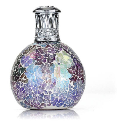 Kugelförmige Duftlampe mit violettem Mosaikmuster und silberfarbenem Verschluss