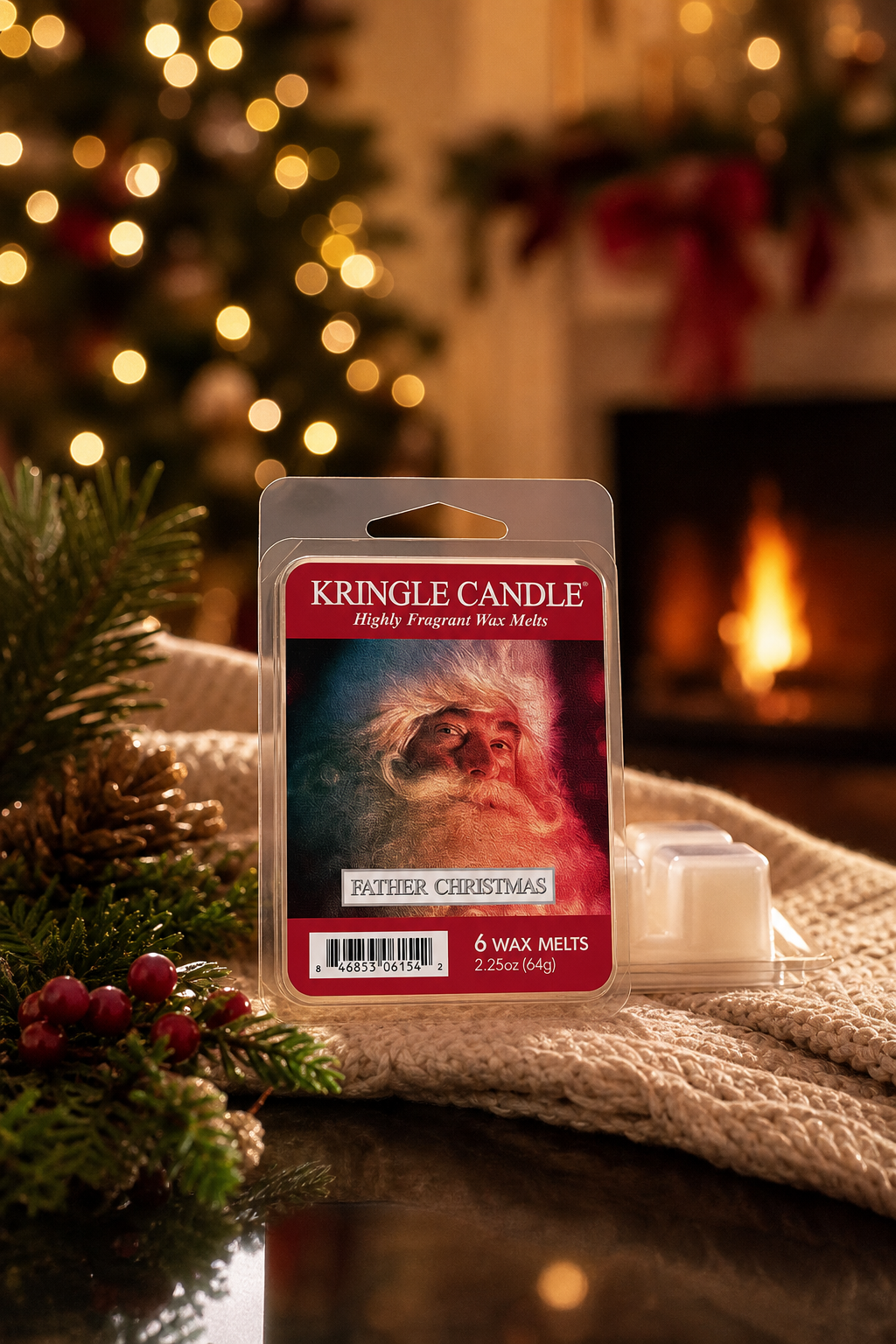 Father Christmas Wax Melts 64g in einer stimmungsvollen Anwendungsszene