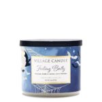 Blauer Village Candle Feeling Batty Tumbler mit schwarzem Deckel und Fledermausmotiv